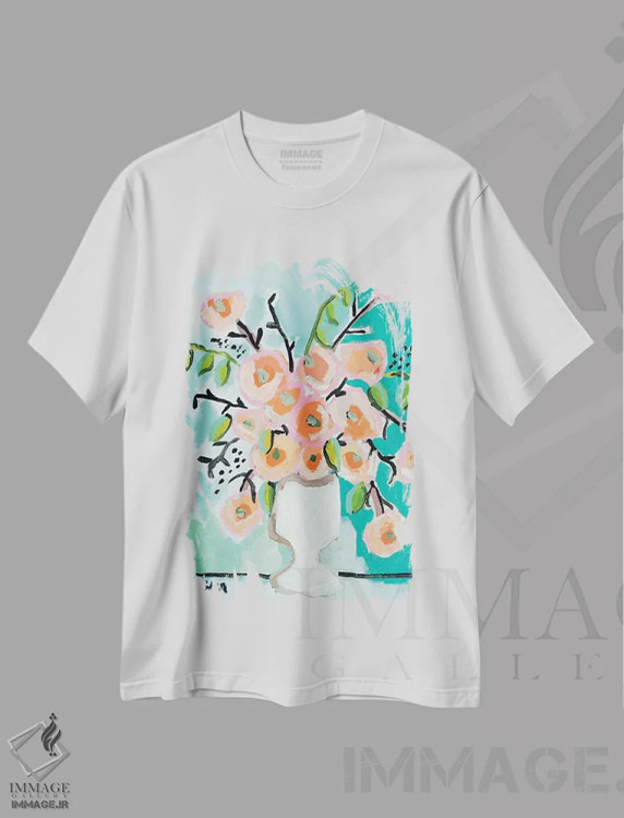 تیشرت سفید طرح دار در نوری بهتر، آبستره اثر کیت رابرتس | فروشگاه ایماژ