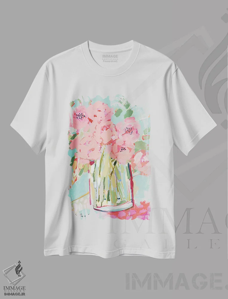 تیشرت سفید طرح دار تابستان صورتی داغ، تزئینی اثر کیت رابرتس | immage.ir