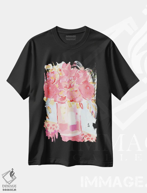 تیشرت مشکی طرح دار خردشدگی هندوانه اثر کیت رابرتس | فروشگاه ایماژ