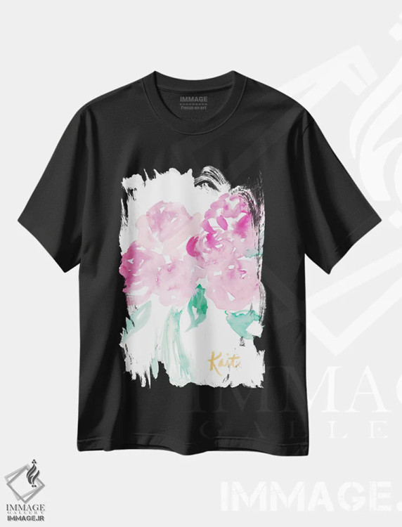تیشرت مشکی طرح دار زیبا در صورتی، دکور معاصر اثر کیت رابرتس | فروشگاه ایماژ