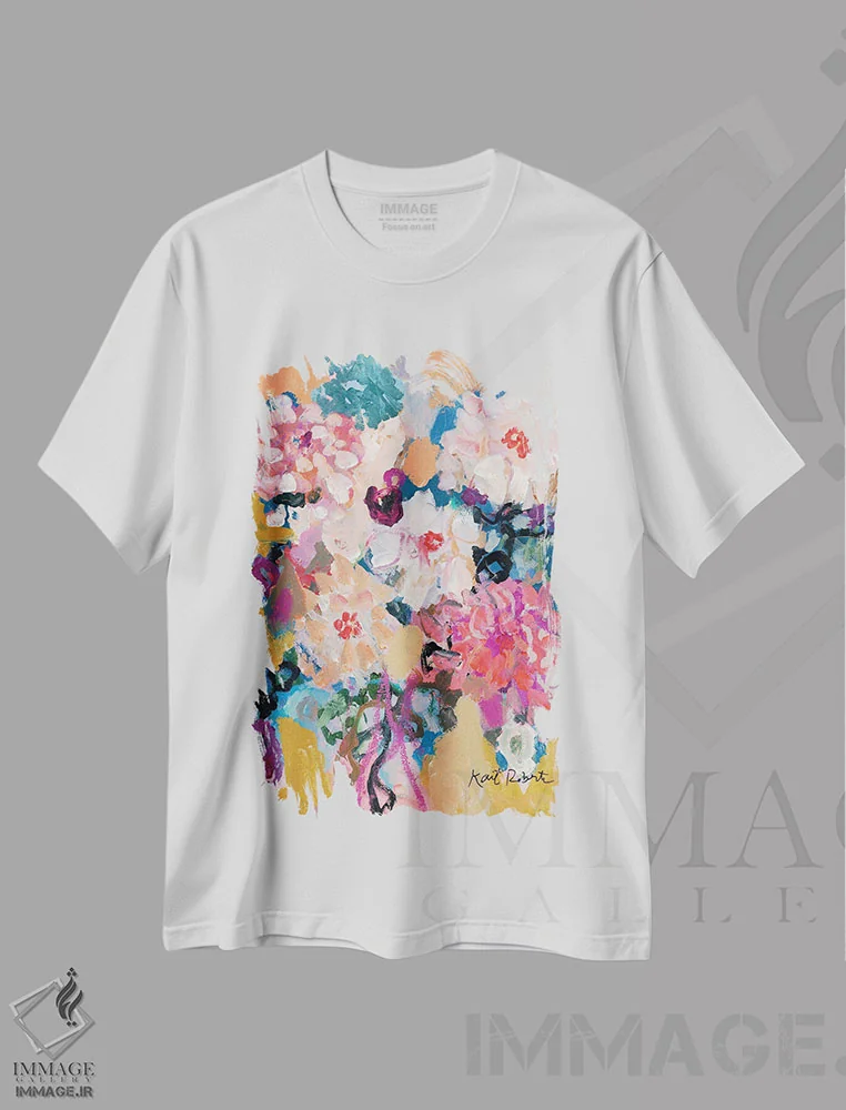 تیشرت سفید طرح دار خلاقیت را پرورش بده، آبستره اثر کیت رابرتس | immage.ir