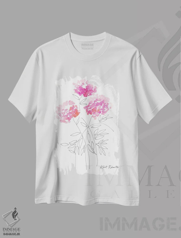 تیشرت سفید طرح دار لمس رنگ، دکور معاصر اثر کیت رابرتس | فروشگاه ایماژ