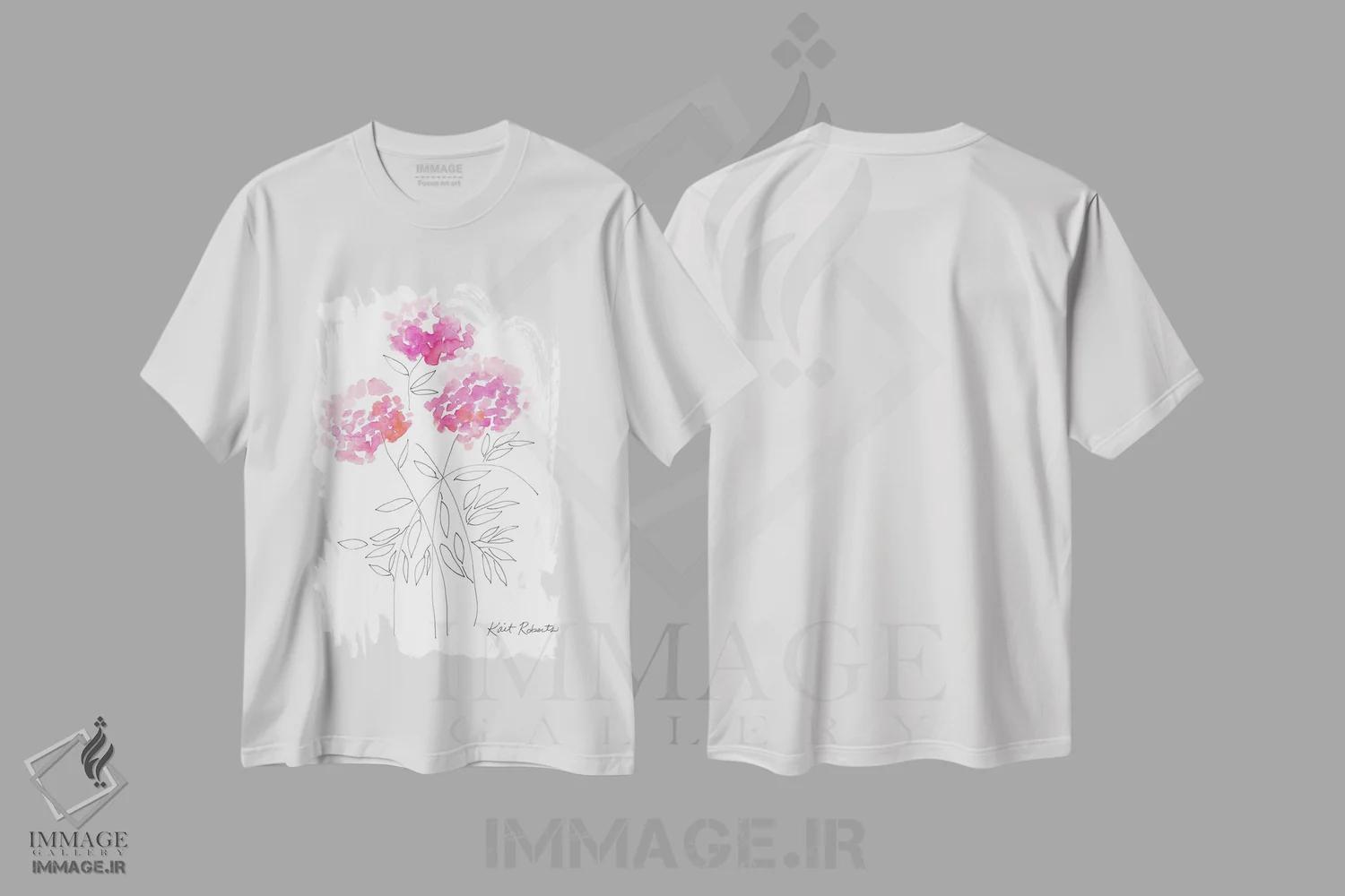 تیشرت سفید طرح دار لمس رنگ، دکور معاصر اثر کیت رابرتس | فروشگاه ایماژ