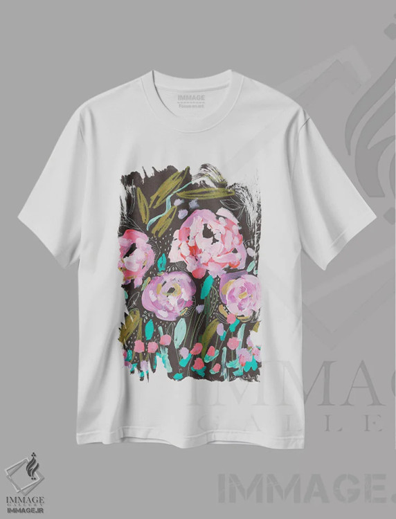 تیشرت سفید طرح دار باغ پریان، آبستره اثر کیت رابرتس | immage.ir