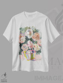تیشرت سفید طرح دار گل ها برای برندا، آبستره اثر کیت رابرتس | immage.ir