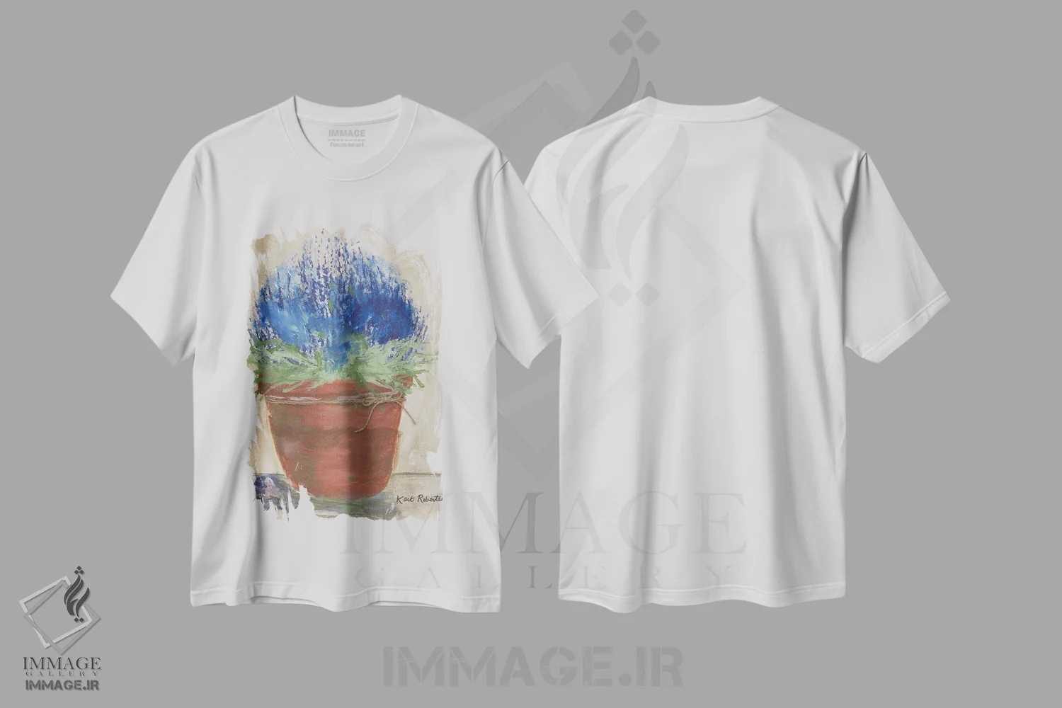 تیشرت سفید طرح دار گل ها برای کارول، دکور معاصر اثر کیت رابرتس | فروشگاه ایماژ