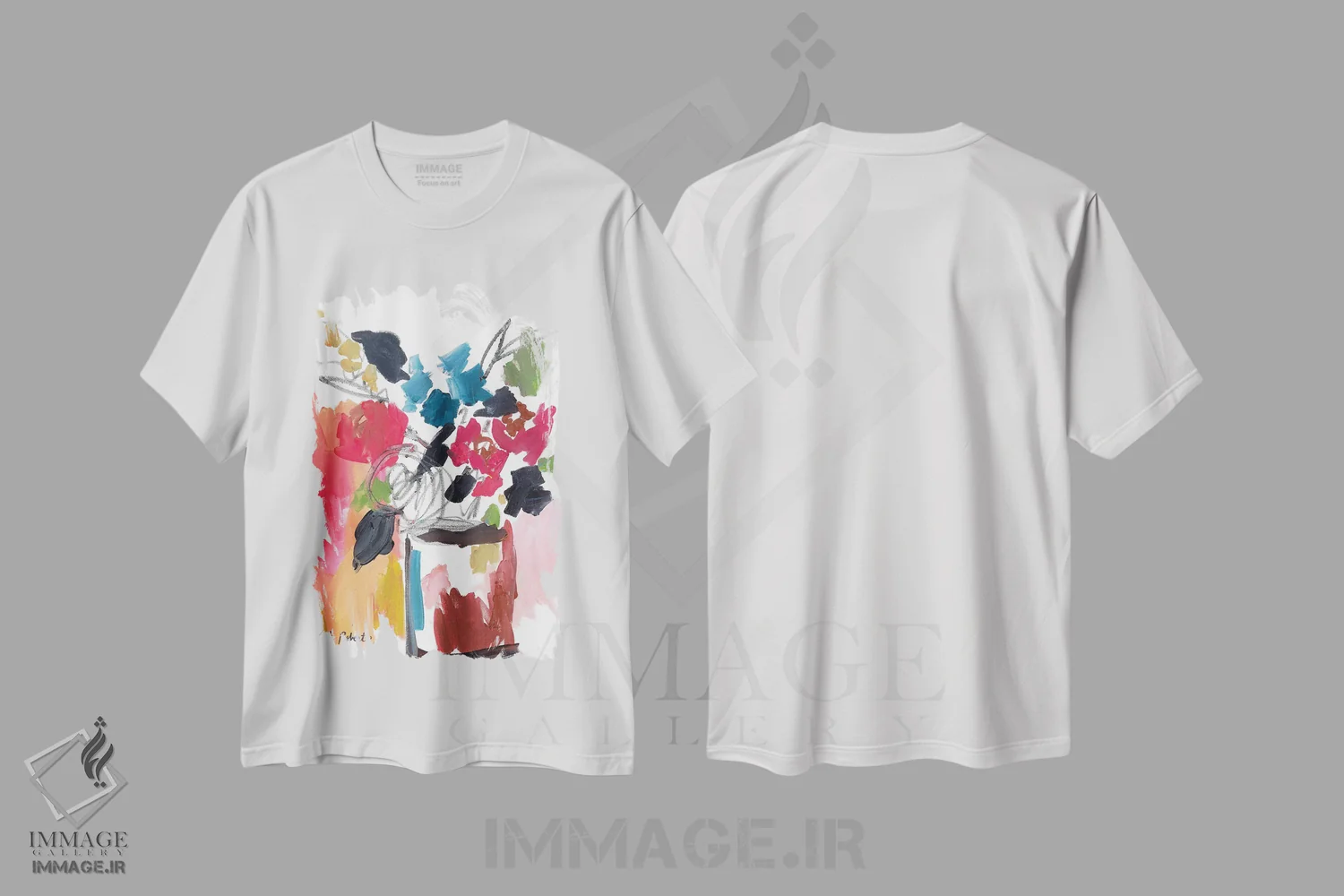 تیشرت سفید طرح دار رژ لب قرمز، آبستره اثر کیت رابرتس | فروشگاه ایماژ