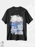 تیشرت مشکی طرح دار منظره از خانه ساحلی، آبستره اثر کیت رابرتس | immage.ir