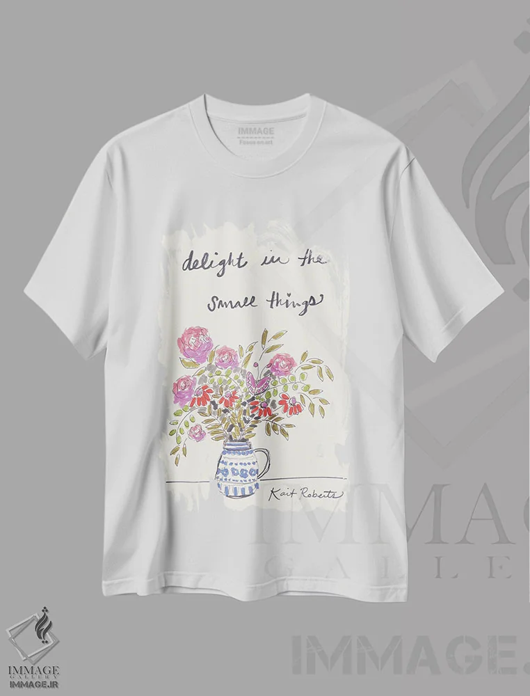 تیشرت سفید طرح دار لذت های ساده، مدیوم اثر کیت رابرتس | immage.ir
