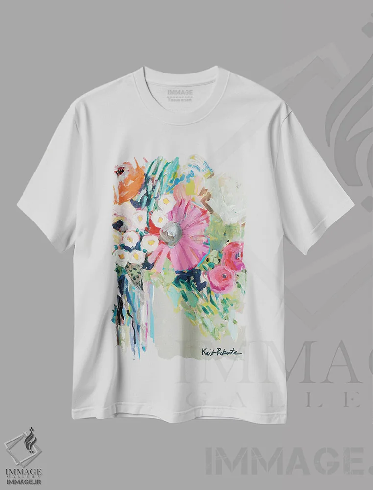 تیشرت سفید طرح دار از باغخانم هیزل، تزئینی اثر کیت رابرتس | فروشگاه ایماژ