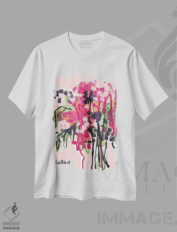 تیشرت سفید طرح دار چیده شده در دشتی در مین، تزئینی اثر کیت رابرتس | immage.ir