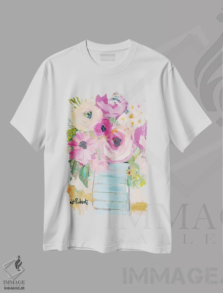 تیشرت سفید طرح دار دیدار مادربزرگ، تزئینی اثر کیت رابرتس | immage.ir