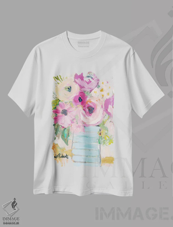 تیشرت سفید طرح دار دیدار مادربزرگ، تزئینی اثر کیت رابرتس | immage.ir