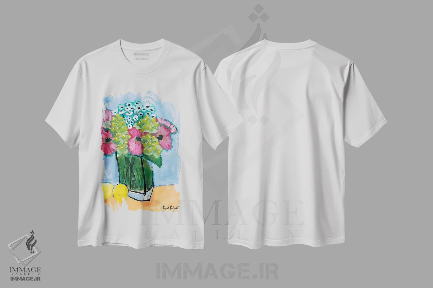 تیشرت سفید طرح دار مجموعه میز آشپزخانه ۲، تزئینی اثر کیت رابرتس | فروشگاه ایماژ