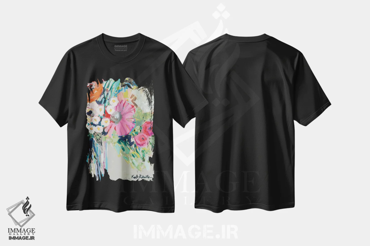 تیشرت مشکی طرح دار از باغخانم هیزل، تزئینی اثر کیت رابرتس | immage.ir