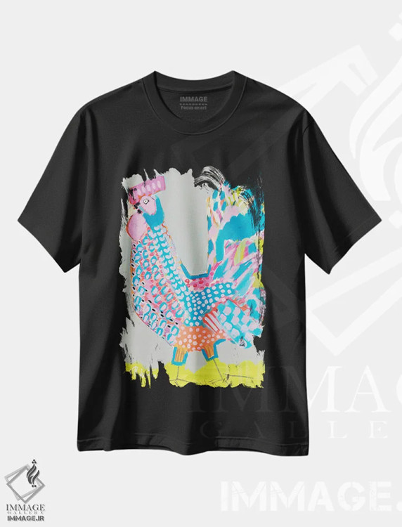 تیشرت مشکی طرح دار رالف خروس، تزئینی اثر کیت رابرتس | immage.ir