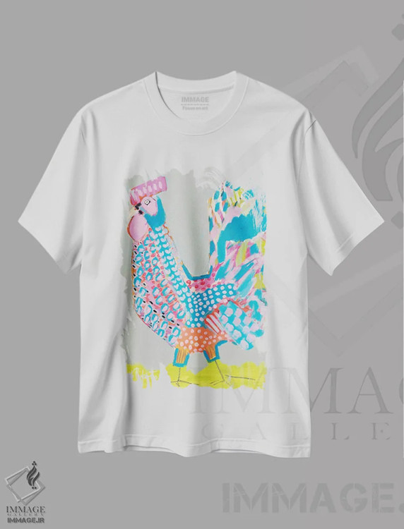 تیشرت سفید طرح دار رالف خروس، تزئینی اثر کیت رابرتس | فروشگاه ایماژ