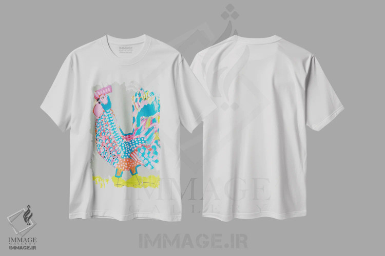 تیشرت سفید طرح دار رالف خروس، تزئینی اثر کیت رابرتس | فروشگاه ایماژ