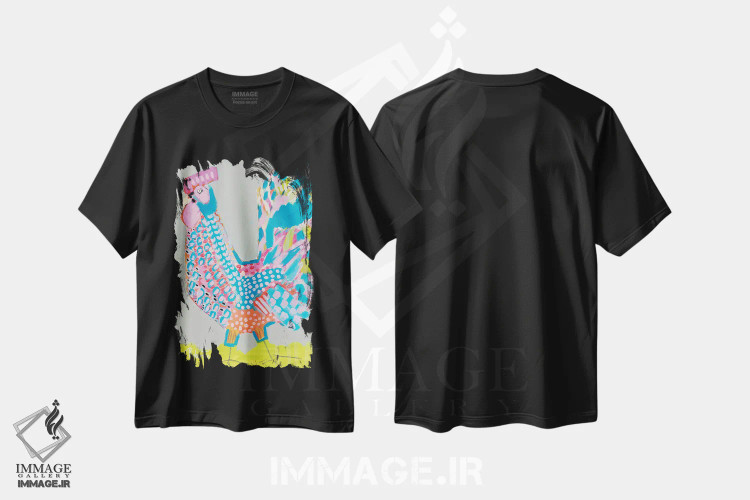 تیشرت مشکی طرح دار رالف خروس، تزئینی اثر کیت رابرتس | immage.ir