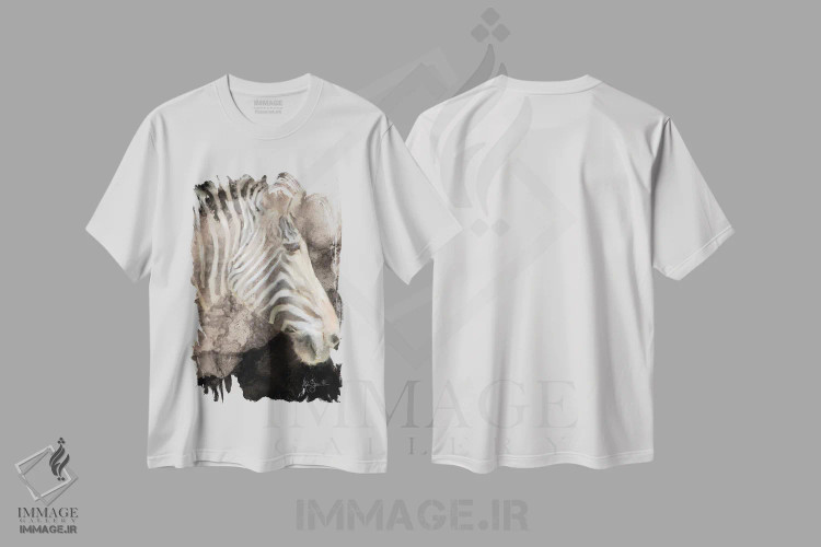 تیشرت سفید طرح دار پرتره یک گورخر، مدیوم اثر کاترینا جونز | immage.ir