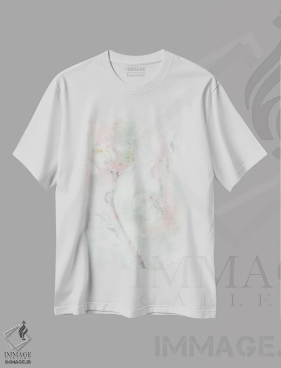 تیشرت سفید طرح دار جفت گل آلاله، دکور معاصر اثر کاترینا جونز | فروشگاه ایماژ