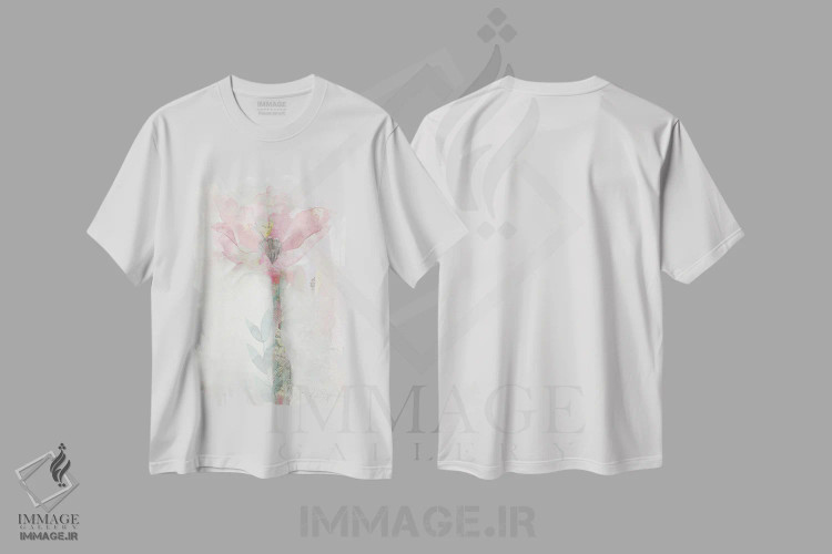 تیشرت سفید طرح دار آلاله صورتی تنها، دکور معاصر اثر کاترینا جونز | immage.ir