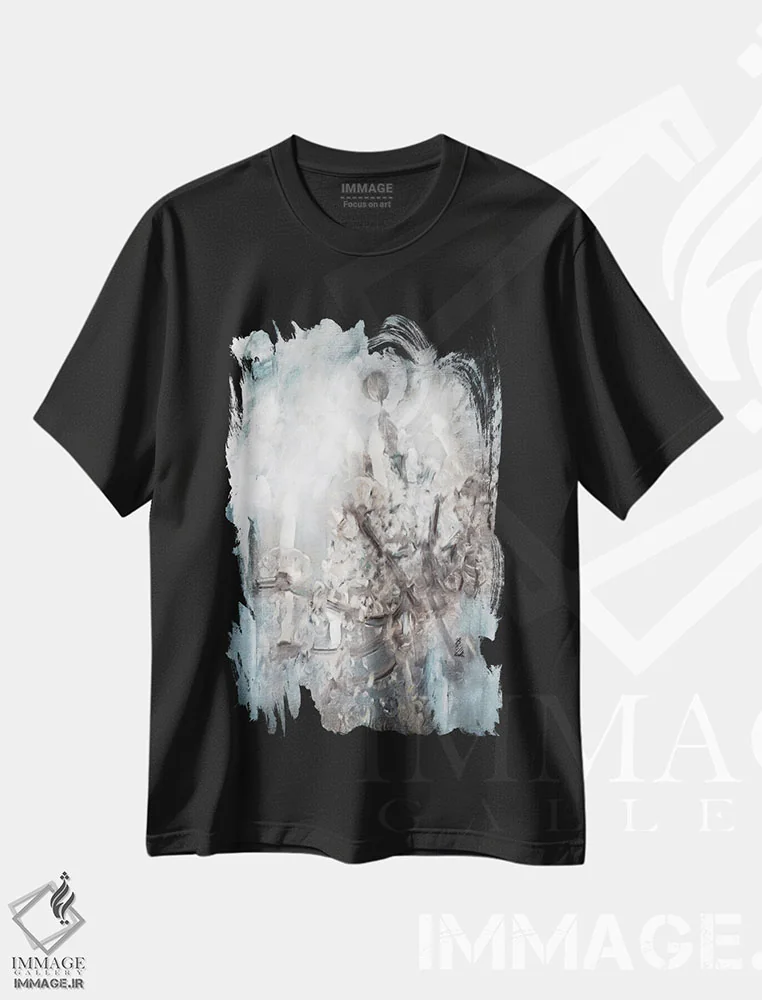 تیشرت مشکی طرح دار فریز لوستر، تزئینی اثر کاترینا جونز | immage.ir