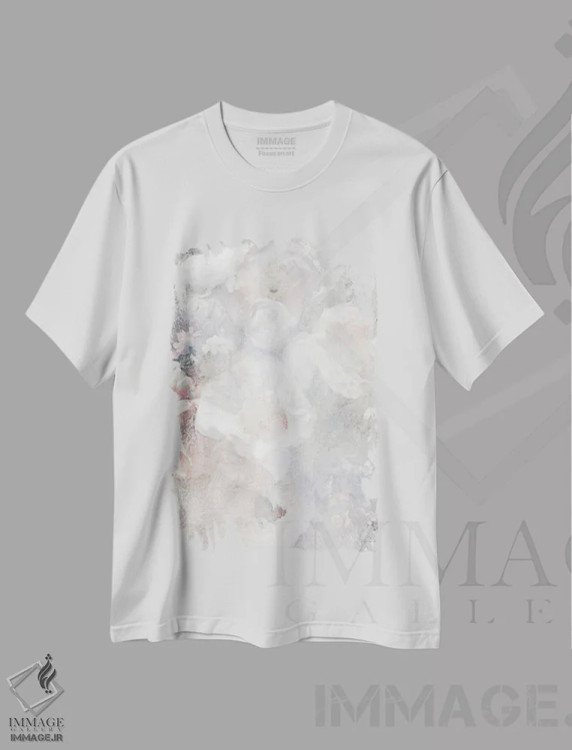تیشرت سفید طرح دار نجابت کمرنگ شده اثر کاترینا جونز | immage.ir