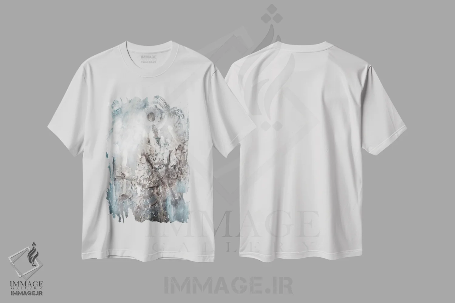تیشرت سفید طرح دار فریز لوستر، تزئینی اثر کاترینا جونز | فروشگاه ایماژ