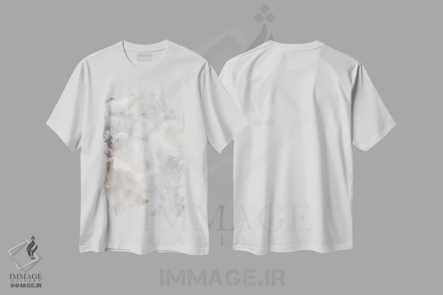 تیشرت سفید طرح دار نجابت کمرنگ شده اثر کاترینا جونز | immage.ir