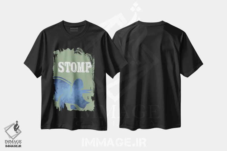 تیشرت مشکی طرح دار کوبیدن ۱، تایپوگرافی اثر کیمبرلی آلن | فروشگاه ایماژ