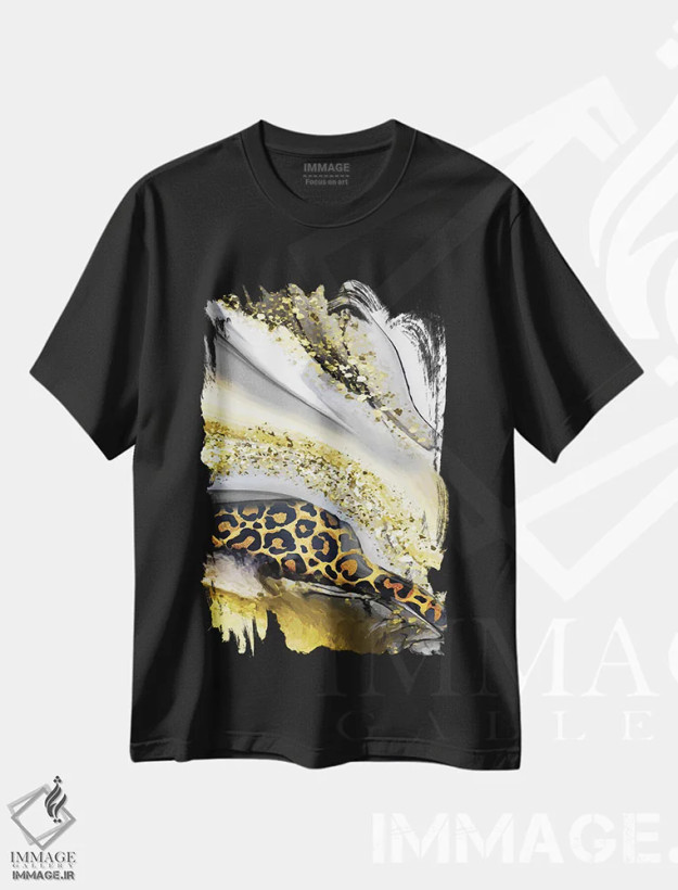 تیشرت مشکی طرح دار پلنگ عقیق I، تزئینی اثر کیمبرلی آلن | فروشگاه ایماژ
