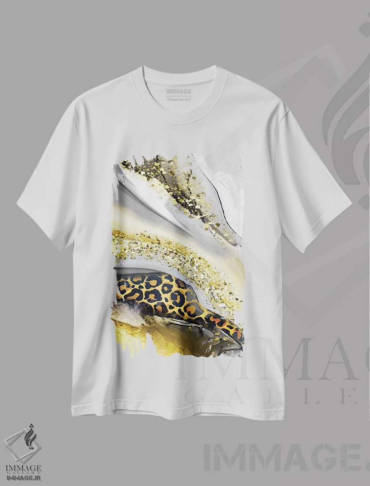تیشرت سفید طرح دار پلنگ عقیق I، تزئینی اثر کیمبرلی آلن | immage.ir