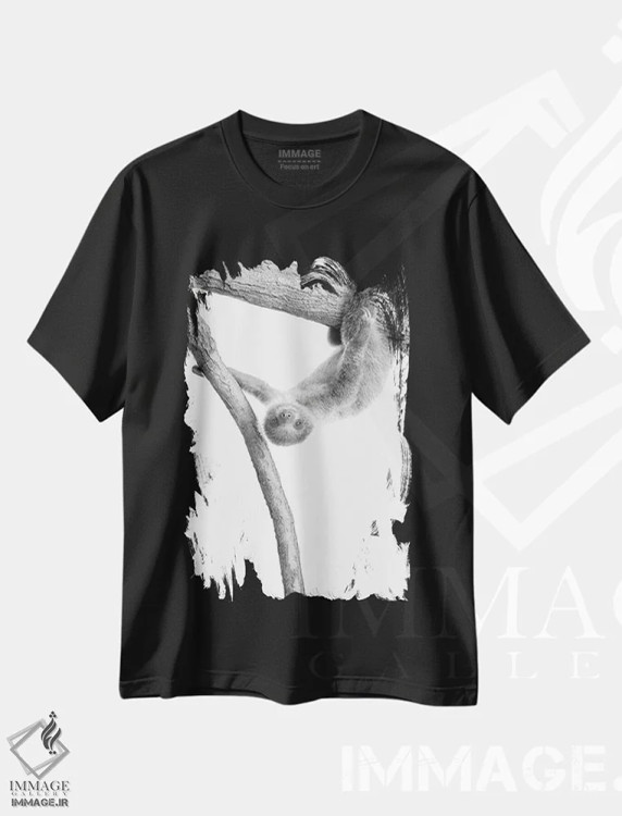 تیشرت مشکی طرح دار تنبل کوچولو I، هنر دیجیتال سیاه و سفید اثر کیمبرلی آلن | immage.ir