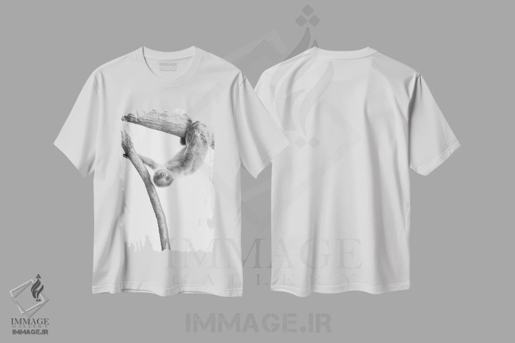 تیشرت سفید طرح دار تنبل کوچولو I، هنر دیجیتال سیاه و سفید اثر کیمبرلی آلن | فروشگاه ایماژ