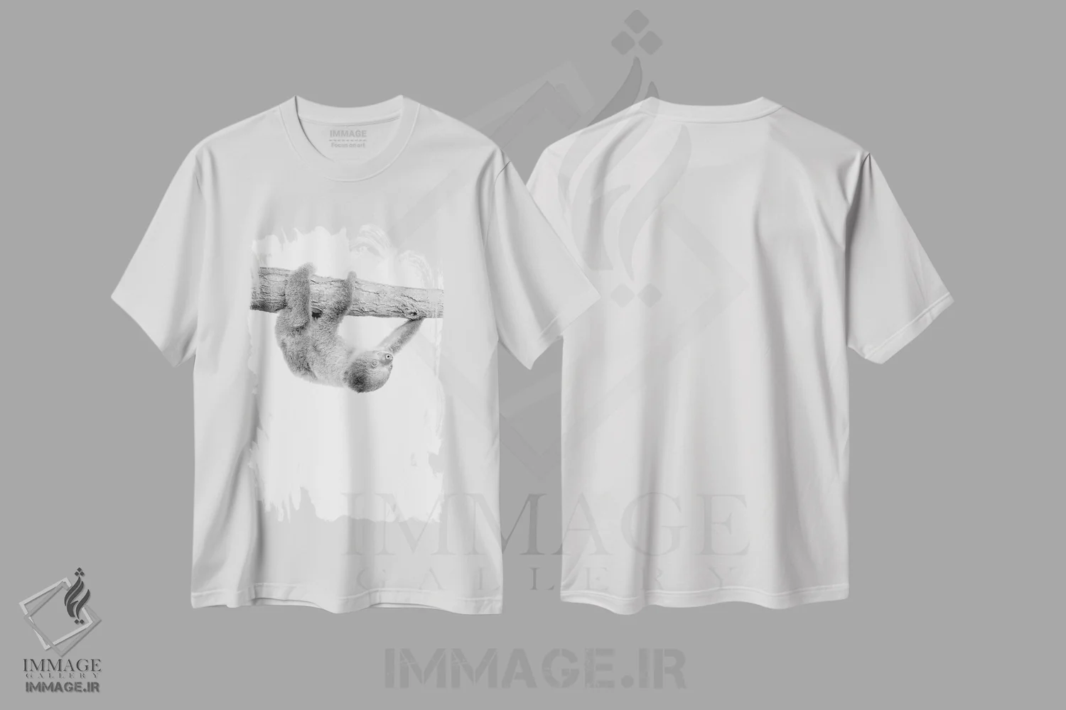 تیشرت سفید طرح دار تنبل کوچولو III، هنر دیجیتال سیاه و سفید اثر کیمبرلی آلن | immage.ir