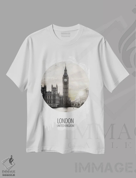 تیشرت سفید طرح دار لندن، هنر دیجیتال اثر کیمبرلی آلن | فروشگاه ایماژ