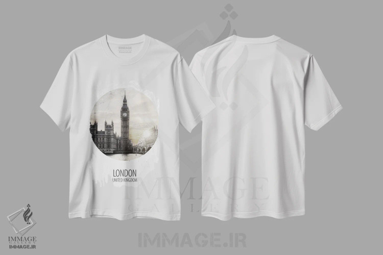 تیشرت سفید طرح دار لندن، هنر دیجیتال اثر کیمبرلی آلن | فروشگاه ایماژ