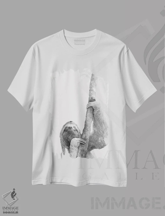 تیشرت سفید طرح دار تنبل های بامزه II، هنر دیجیتال سیاه و سفید اثر کیمبرلی آلن | immage.ir