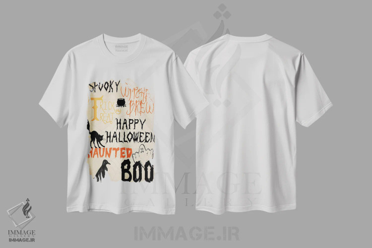 تیشرت سفید طرح دار ترسناک، هنر دیجیتال اثر کیمبرلی آلن | immage.ir