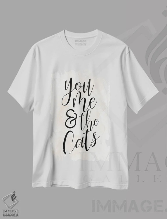 تیشرت سفید طرح دار من و تو و گربه ها، هنر دیجیتال سیاه و سفید اثر کیمبرلی آلن | immage.ir