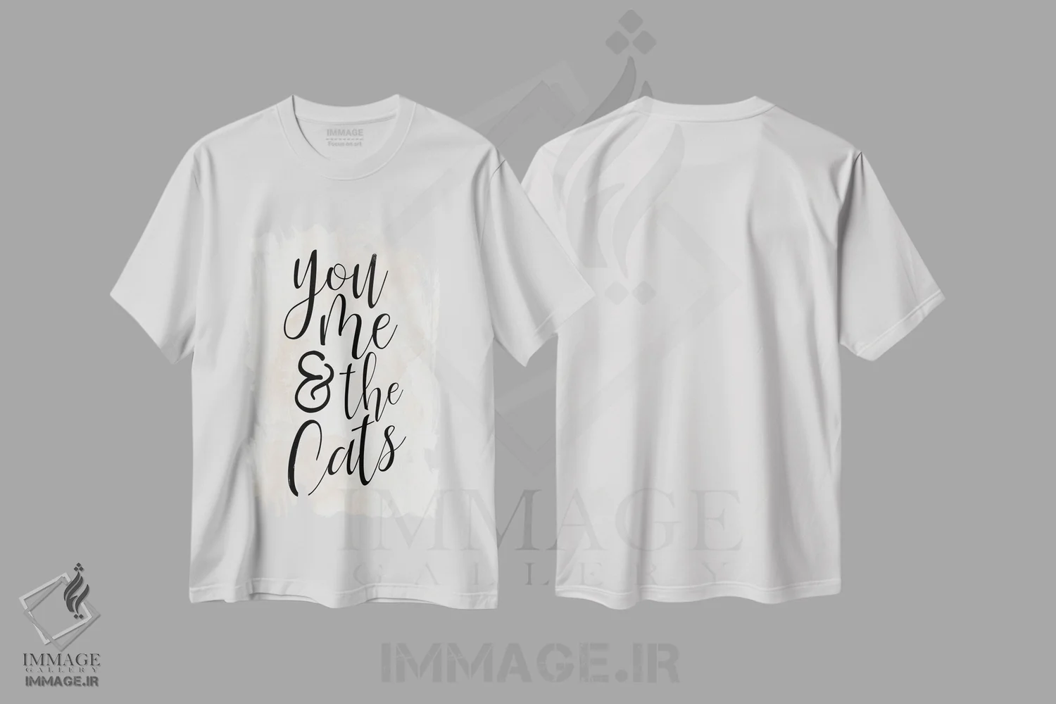 تیشرت سفید طرح دار من و تو و گربه ها، هنر دیجیتال سیاه و سفید اثر کیمبرلی آلن | immage.ir