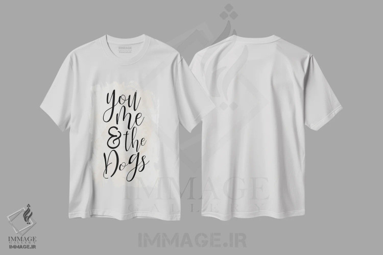 تیشرت سفید طرح دار من و تو و سگ ها، هنر دیجیتال سیاه و سفید اثر کیمبرلی آلن | فروشگاه ایماژ