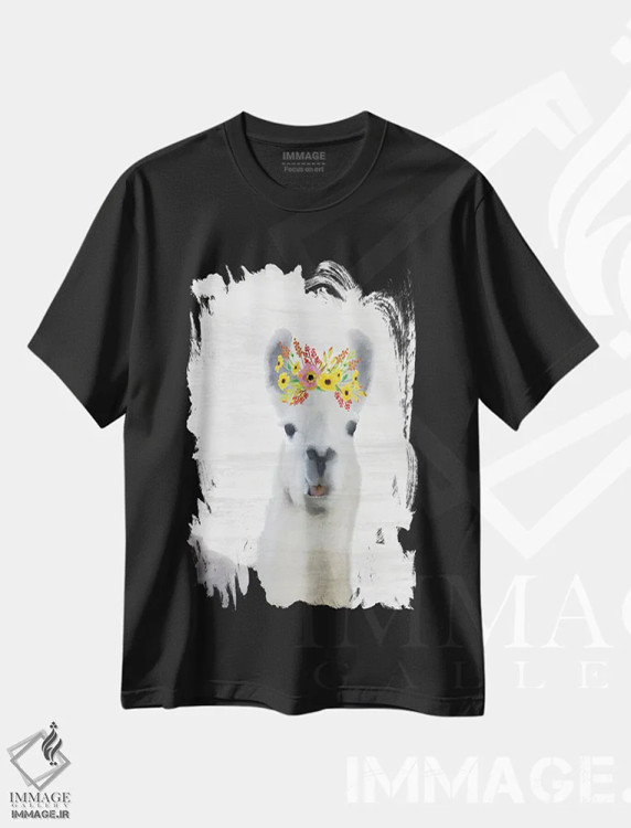 تیشرت مشکی طرح دار لامای بچه، تزئینی اثر کیمبرلی آلن | immage.ir