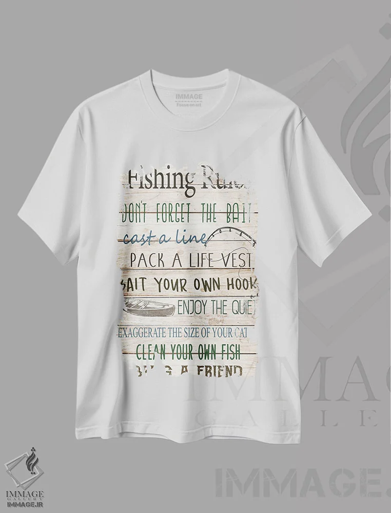 تیشرت سفید طرح دار قلاب خودت را طعمه کن، دکور کلبه و لژ اثر کیمبرلی آلن | فروشگاه ایماژ