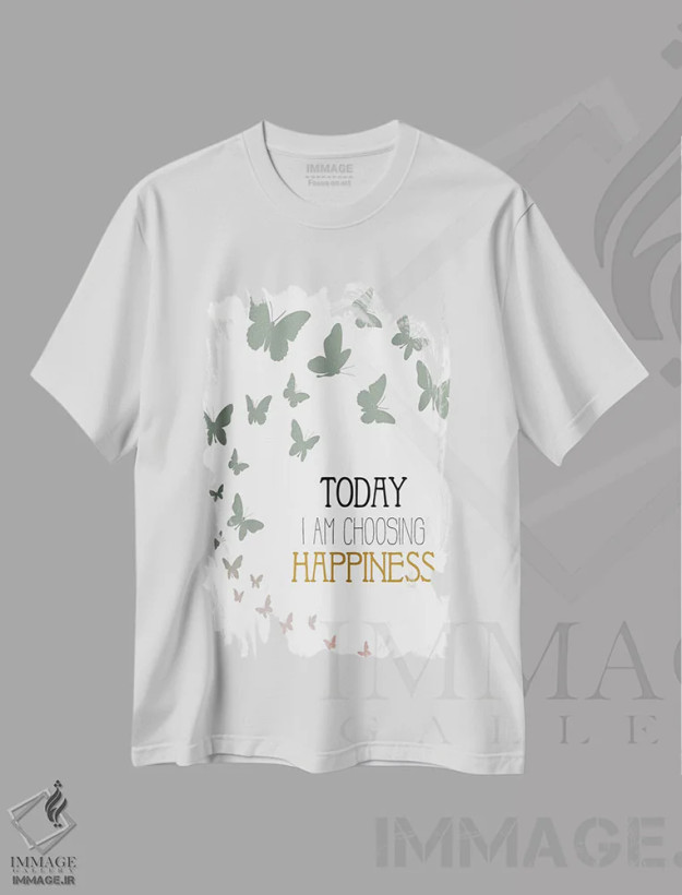 تیشرت سفید طرح دار شادی، تزئینی اثر کیمبرلی آلن | فروشگاه ایماژ