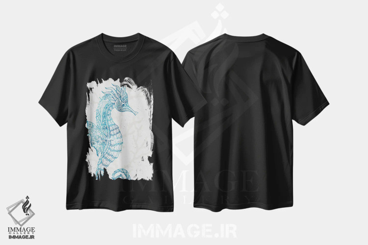 تیشرت مشکی طرح دار موجود دریایی I، دکور ساحلی اثر کیمبرلی آلن | فروشگاه ایماژ