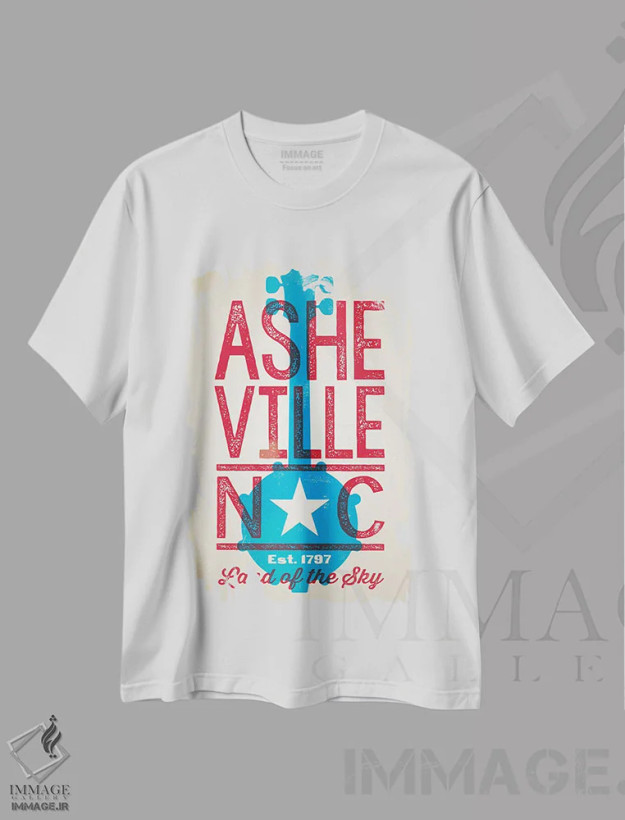 تیشرت سفید طرح دار پوستر چاپ حروف اشویل، هنر دیجیتال اثر جیم زانیسر | فروشگاه ایماژ