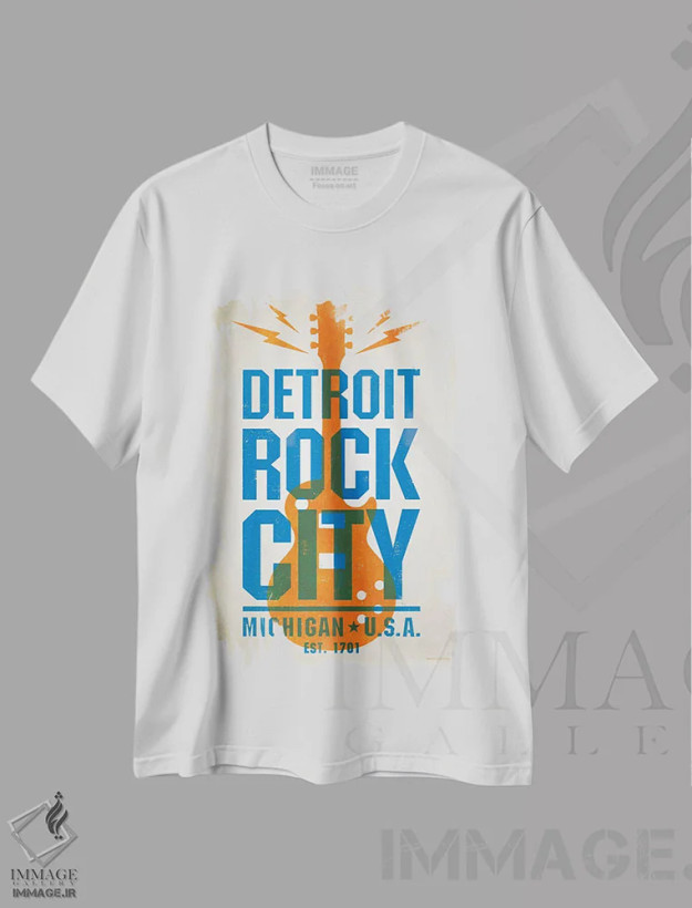 تیشرت سفید طرح دار پوستر چاپ حروف دیترویت، تزئینی اثر جیم زانیسر | فروشگاه ایماژ