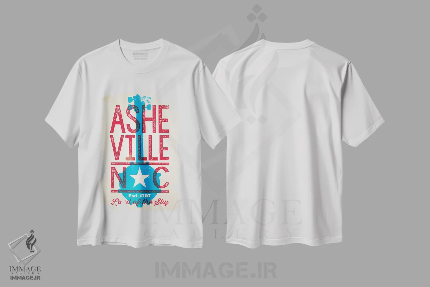 تیشرت سفید طرح دار پوستر چاپ حروف اشویل، هنر دیجیتال اثر جیم زانیسر | فروشگاه ایماژ